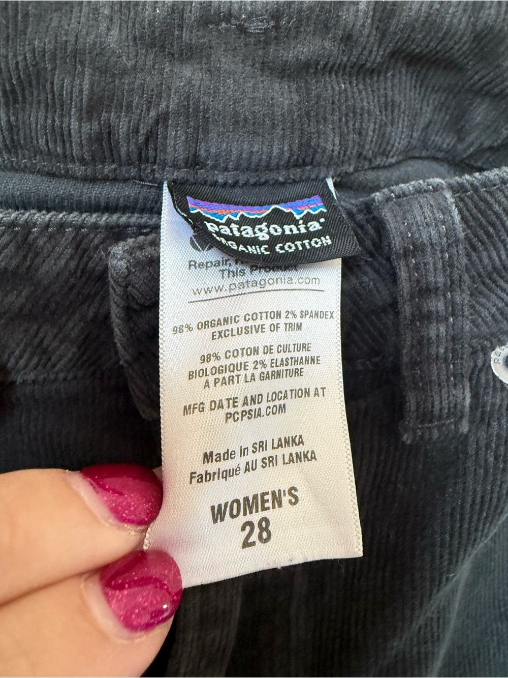 Patagonia Women's Corduroy Pants in Rockwall Regular Size 28 - Picture 3 of 4